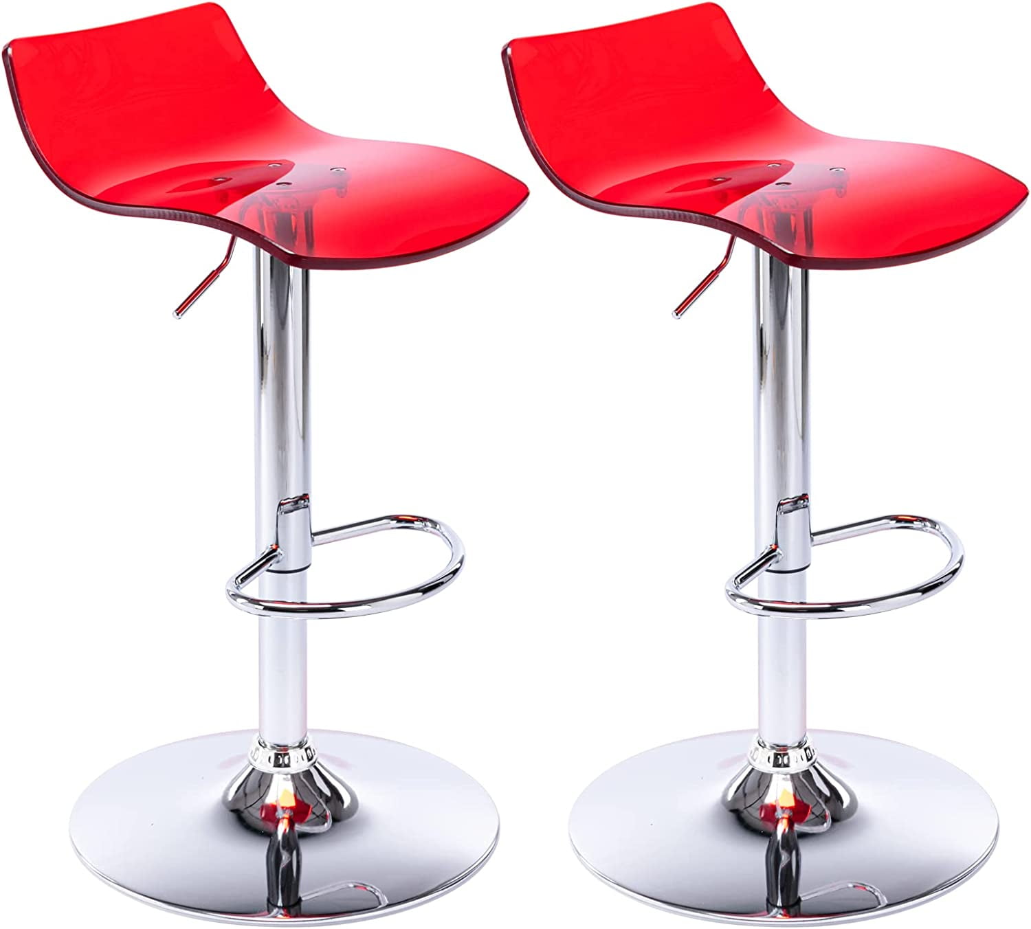 Bar Stools Set of 2, Transparent Swivel Adjustable Airlift Barstools