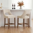 thumbnail image 1 of Bar Stools Set of 2, Upholstered Counter Height Bar Stools, Modern Counter Stools with Wood Legs for Kitchen Island Dining Room Bar, Beige, 1 of 8