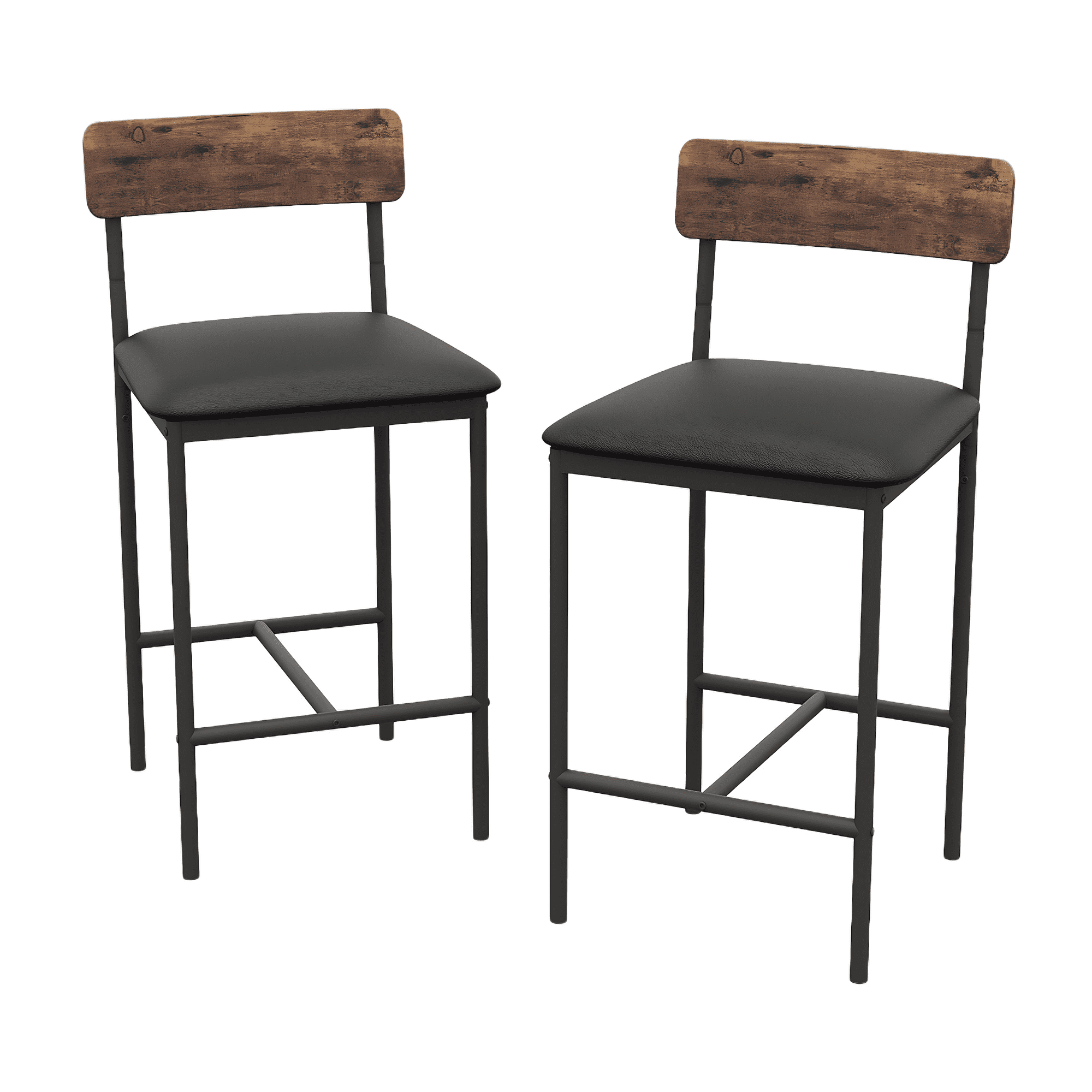 Bar Stools Set of 2, with Back Metal Legs, Modern Upholstered Barstools for Kitchen Island, Cafe
