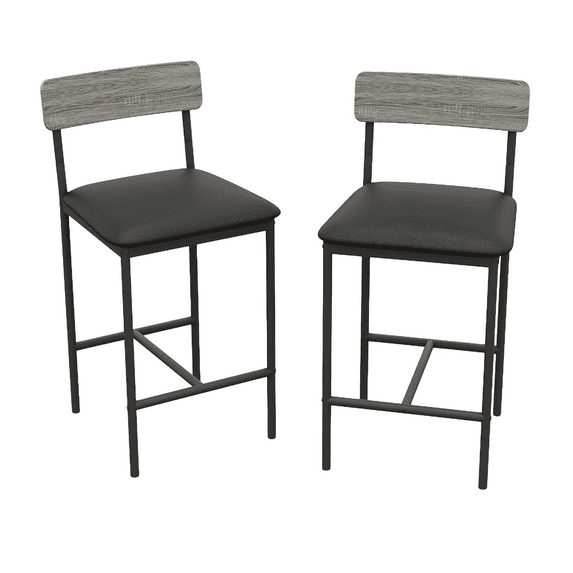 Bar Stools Set of 2, with Back Metal Legs, Modern Upholstered Barstools for Kitchen Island, Cafe