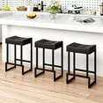 thumbnail image 1 of FIRAVOE Bar Stools Set of 3, Backless Counter Height Bar Stools (24") Modern Faux Leather Saddle Barstools for Kitchen Island, Black, 1 of 8