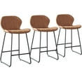 Bar Stools Set of 3 Modern PU Leather Bar Height Stool Chairs with Back