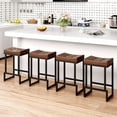 thumbnail image 1 of FIRAVOE Bar Stools Set of 4, 24" Counter Height Bar Stools (Backless Saddle) Modern Faux Leather Brown Barstools for Kitchen Island, 1 of 8