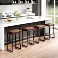 thumbnail image 1 of FIRAVOE Bar Stools Set of 4, 28" Counter Height Bar Stools (Backless Saddle) Modern Faux Leather Brown Barstools for Kitchen Island, 1 of 8