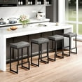 thumbnail image 1 of FIRAVOE Bar Stools Set of 4, 28" Counter Height Bar Stools (Backless Saddle) Modern Faux Leather Gray Barstools for Kitchen Island, 1 of 8