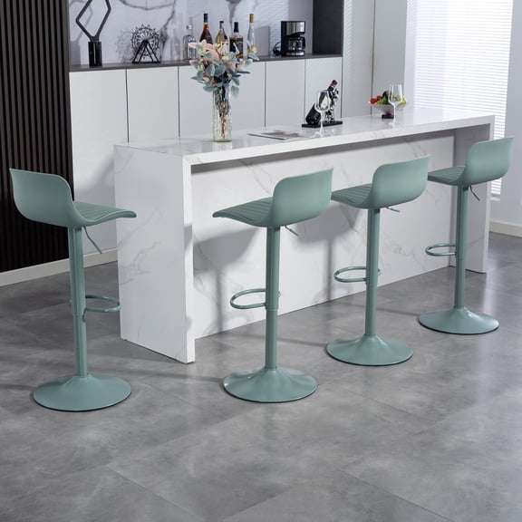 Wansaly Swivel Bar Stool with Backrest, Adjustable Counter Height, Sturdy Metal Frame, Modern Design, Green, Set of 4