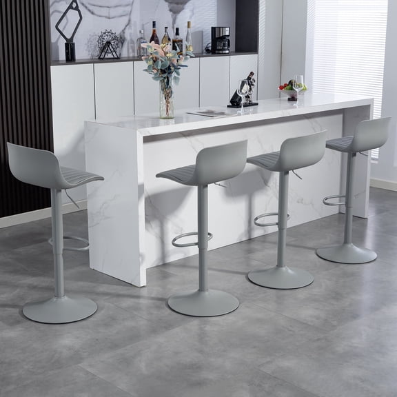 Wansaly Bar Stools Set of 4, Adjustable Swivel Bar Stool with Backrest, Modern Counter Height Island Chairs for Kitchen Island, Dining Room, Grey