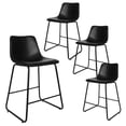 thumbnail image 1 of Bar Stools Set of 4,  Modern PU Leather Counter Height Bar Stools, Backrest & Metal Legs, Black, 1 of 7