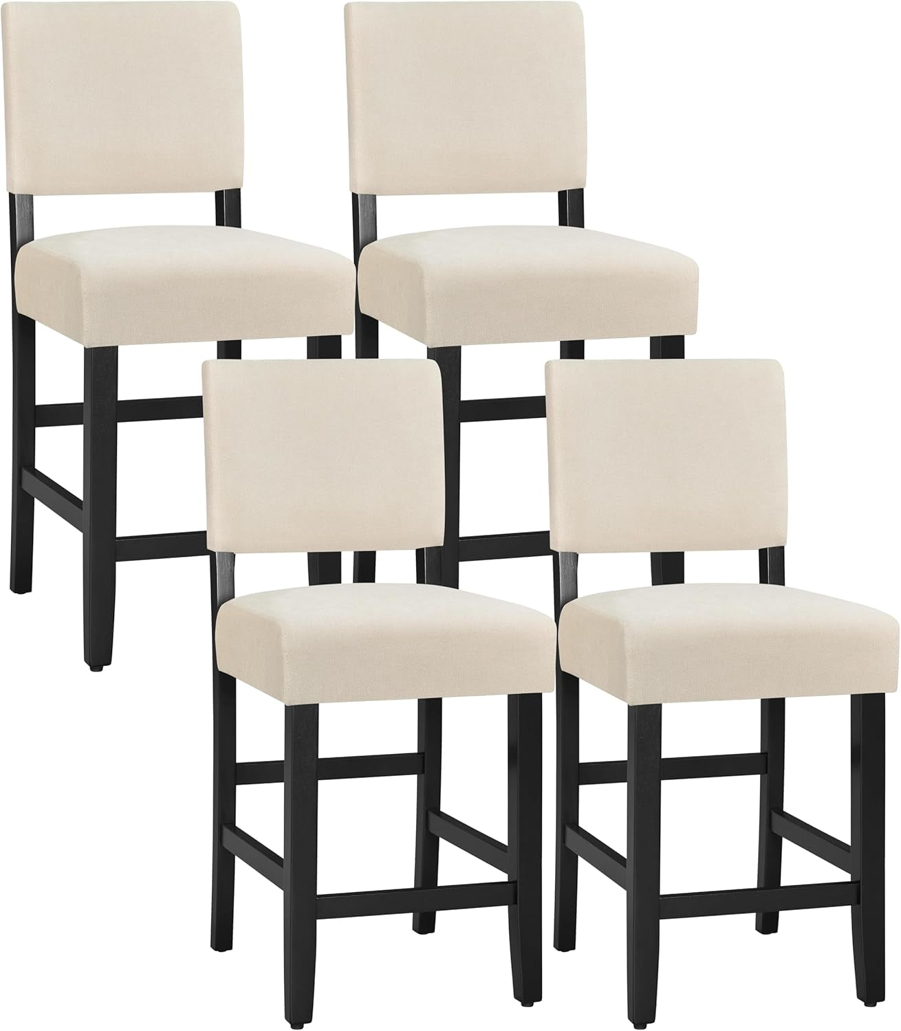 Bar Stools Set of 4 Modern Square Counter Height Fabric Bar Stools 24