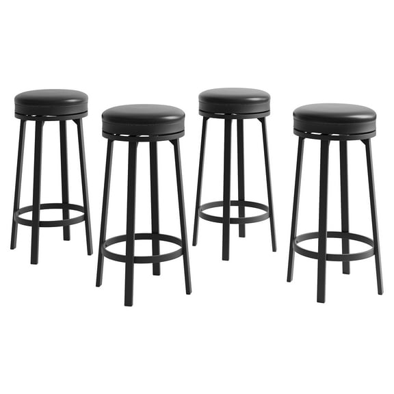 Bar Stools, Set of 4 Swivel Bar Stools, Round Bar Chairs with Footrest, 30" Swivel Counter Stools, Industrial Kitchen Breakfast Bar Chairs, Black