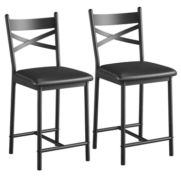 Bar Stools Set of 4  Thick Pu Upholstered Barstools with Footrest for Dining Room Kitchen Island,Easy Assembly