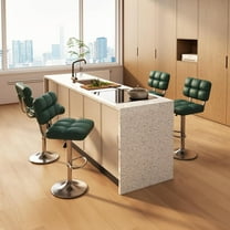 Bar Stools Set of 4 Upholstered Adjustable Counter Height Swivel Bar Stools Island Chairs with Back for Bar Kitchen Dining Room, Green