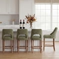 thumbnail image 1 of Bar Stools Set of 4, Upholstered Counter Height Bar Stools, Modern Counter Stools with Wood Legs for Kitchen Island Dining Room Bar, Green, 1 of 8