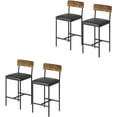 thumbnail image 1 of Bar Stools Set of 4, Upholstered Counter Height Bar Stools with Backrest and Footrest, Kitchen Barstools for Island, Counter Bar, Brown, 1 of 9