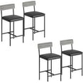 thumbnail image 1 of Bar Stools Set of 4, Upholstered Counter Height Bar Stools with Backrest and Footrest, Kitchen Barstools for Island, Counter Bar, Gray, 1 of 9