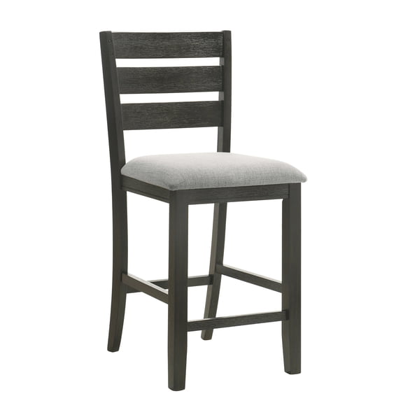 Bar Stools | Suitable for Dining with Ladder Back Style | Fabric Upholstered on Strong Wood | Set of 2 for Comfort