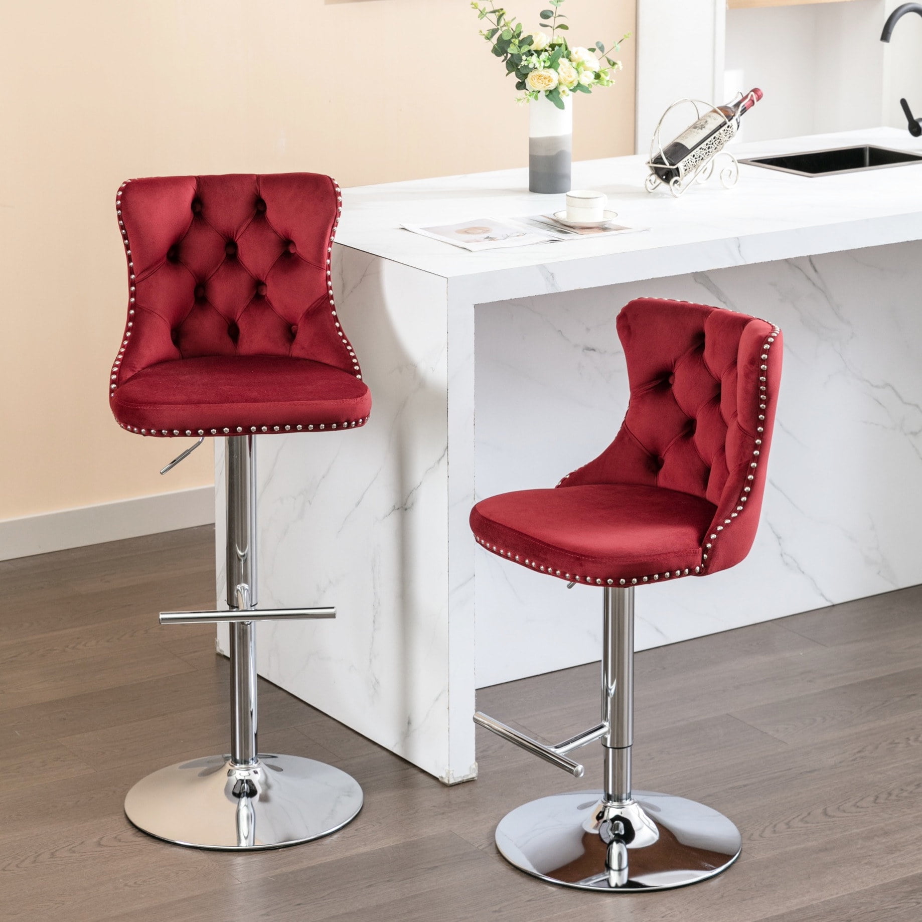 Bar Stools | Swivel Feature for Pub Socializing | Velvet with Hand ...