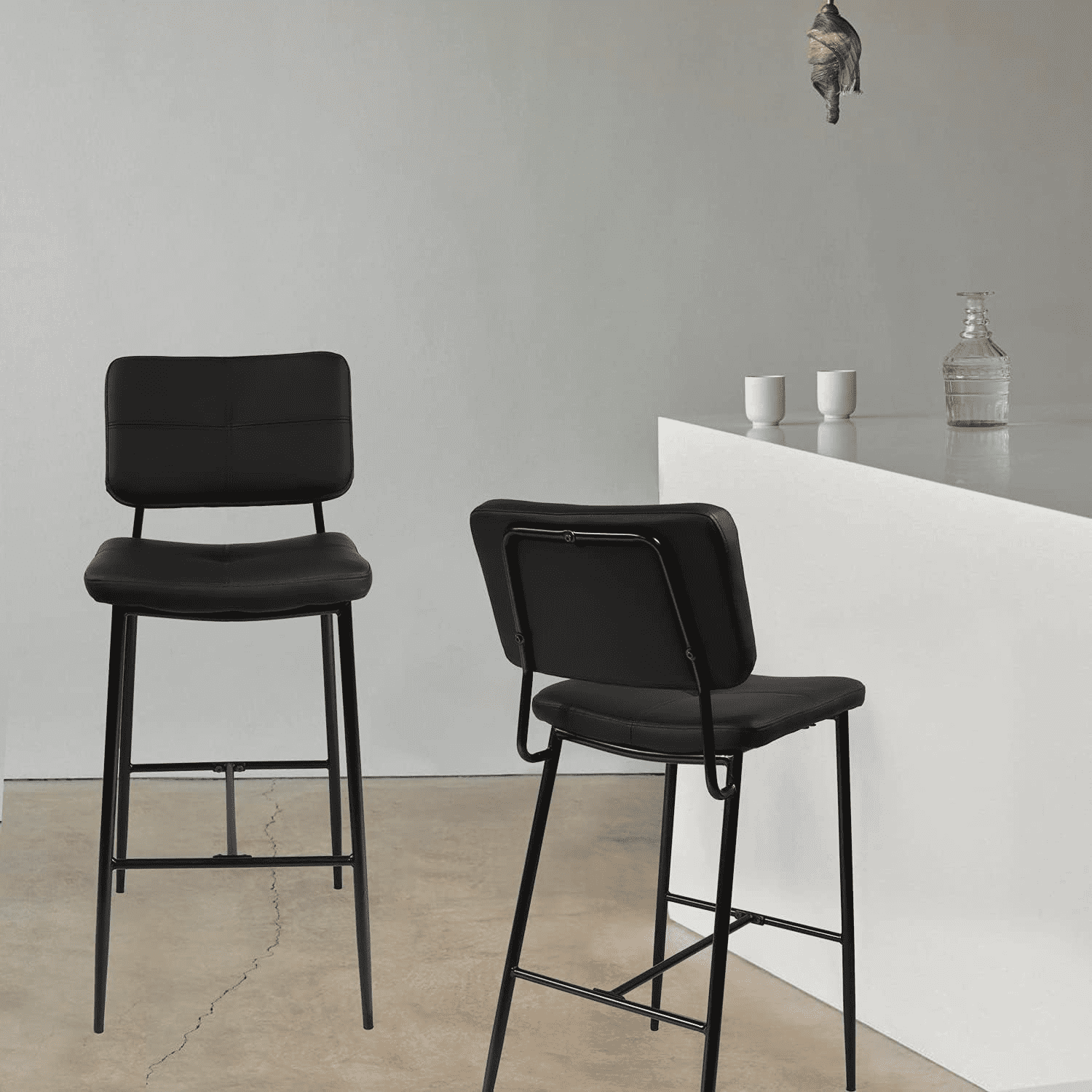 Bar Stools Upholstered Dining Chair 25" Seat Height Bar Stool with Back