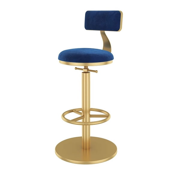 Bar Stools Velvet Modern Adjustable Height Kitchen Counter Island Bar Chairs with Gold Footrest,Swivel Armless Barstools with Back for Dining Room