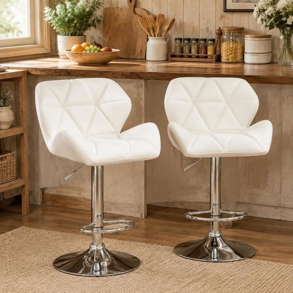 Bar Stools, adjustable height hydraulic swivel stools, diamond-tufted ...