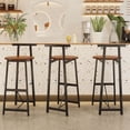 thumbnail image 1 of Bar Stools for Kitchen and Dining Room Set of 3 with Comfortable Backrest and Durable Metal Frame Design，Walnut Brown, 1 of 19