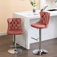 thumbnail image 1 of Bar Stools with Backs | Adjustable 25 - 33 Inches, Swivel for Dining | Velvet Main Material with Cupreous Nailheads | Fixes Back Support Problems, 1 of 7