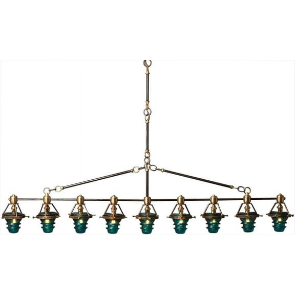 Bar-Style Light Fixture w/ 9 Vintage Insulators, Choice Blue/Clear, Artisan Hand Made