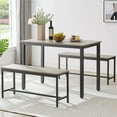 thumbnail image 1 of Bar Table with 2 Dining Benches, Kitchen Table Counter with Chairs, Industrial for Kitchen Breakfast Table, Living Room, Party Room,Grey,43.3″L x 23.6″W x 29.9″H, 1 of 6