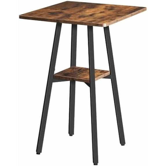 Bar Table, 2-Tier High Top Pub Table, Counter Height Table with Storage, Small Kitchen Dining Table, 36.6" High Bar Table for Living Room Party, Easy to Assemble, Rustic Brown BF51BT01
