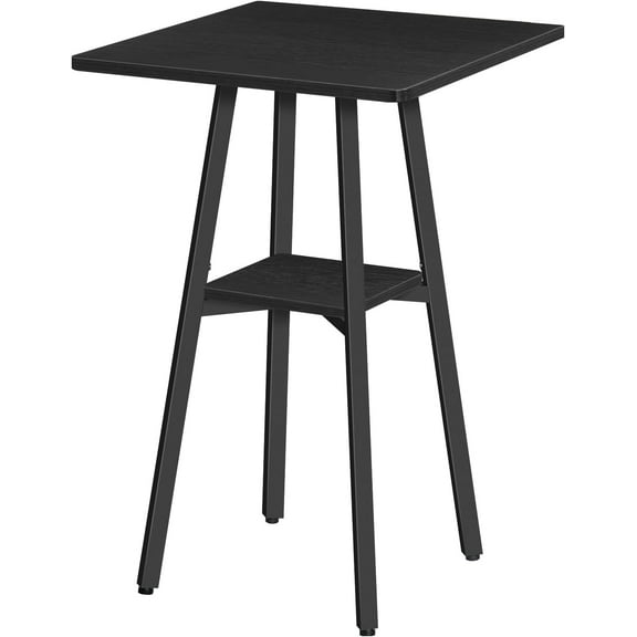 Bar Table, 2-Tier High Top Pub Table, Counter Height Table with Storage, Small Kitchen Dining Table, 36.6" High Bar Table for Living Room Party, Easy to Assemble, Black BB51BT01