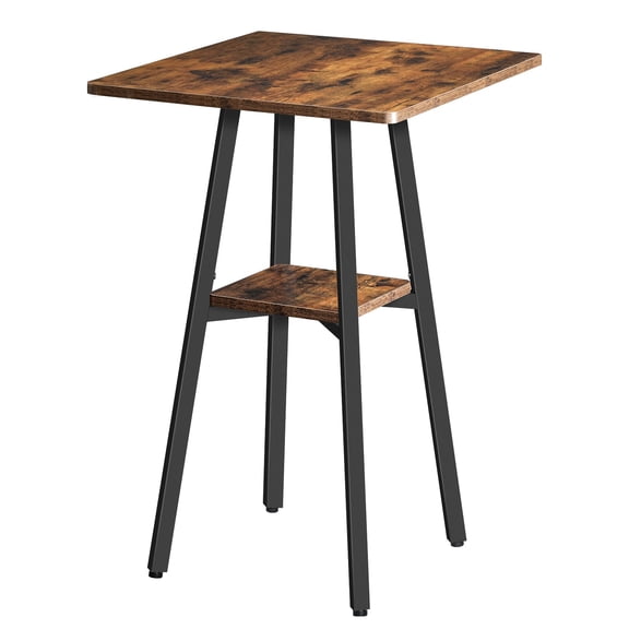 Bar Table  2-tier High Top Pub Counter Height With Storage Small Kitchen Dining 36.6" For Living Room Party Easy To Assemble Rustic Brown Bf51bt01