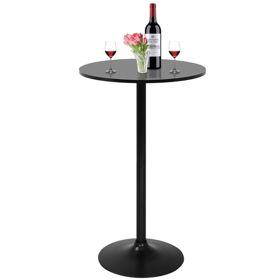 Bar Table 23.5 Inch Top Cocktail Table Round Pub Table with Metal Base MDF Tabletop Modern High Top Table Round Table for Cocktail, Bistro, Party, Black