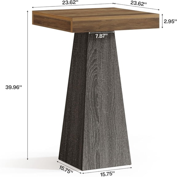 Bar Table 39.96" High Pub Table for Small Space Vintage Brown Gray