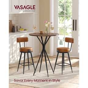Bar Table, 41.3 Inch Round Cocktail High Top Table with X-Shaped Metal Frame, Modern Pub Table for Kitchen Home Bar, Walnut & Black