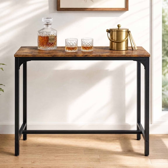 Bar Table, 42.5 Inch Metal Narrow Kitchen Table with Industrial Style for Small Space Dining