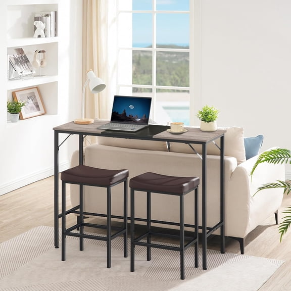 Bar Table - 47.1" Rectangular Pub Table, Tall Counter Height, Long Bar Height for Small Spaces, Narrow High Top, Sturdy and , Easy to Assemble, Greige BG12BT01