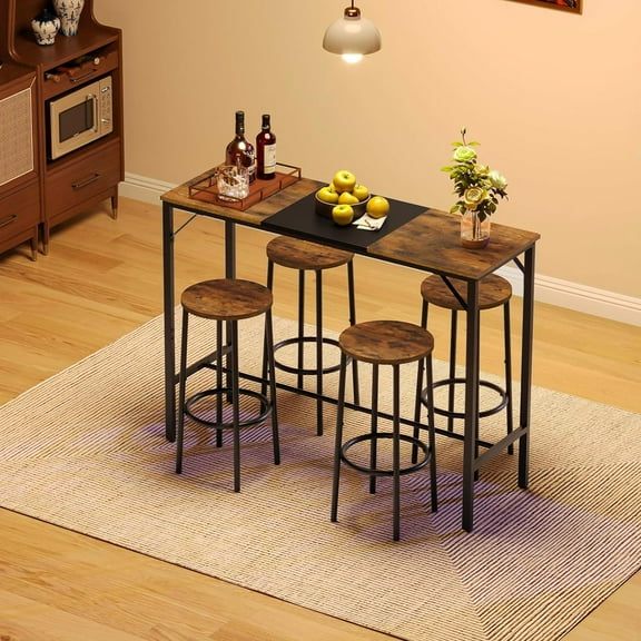 Bar Table 47.1" Rectangular Pub Table Tall Counter Height Long Sturdy Easy Assemble Rustic Brown