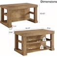 thumbnail image 1 of Bar Table, 55-Inch Counter Height Pub Table with Storage Shelves, High Top Kitchen Dining Table, Rectangle Wood Home Bar Unit for Dining Room, Bistro, Light Brown, 1 of 8