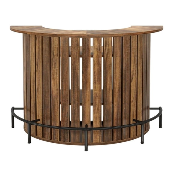 Bar Table Arc Shaped, Modern Home Bar with 4 Tier Storage, Compact Mini Bar for Living Room, Dining Room, Pub, Arc Bar Counter for Wine & Liquor
