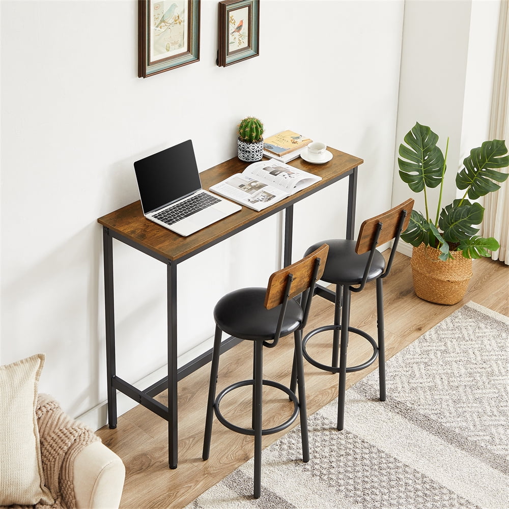 Bar Table and Chairs Set for 2, 3Piece Small Pub Bistro Rectangle