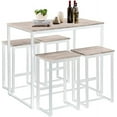 thumbnail image 1 of Bar Table and Chairs Set,5-Piece Counter Height Dining Set,Kitchen Counter with Bar Chairs（W/ 4 Chairs）,Breakfast Bar Pub Table and Stool Set , Industrial for Kitchen, Living Room, Party Room (White), 1 of 8