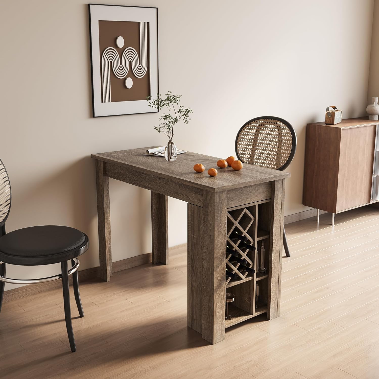 Bar Table Coffee Bar Stand， Kitchen Island High Top Table with 5 Storage Shelves High Top ...