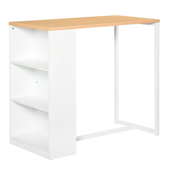 Bar Table Counter Height with Shelves - Kitchen Dining Table for Home, White