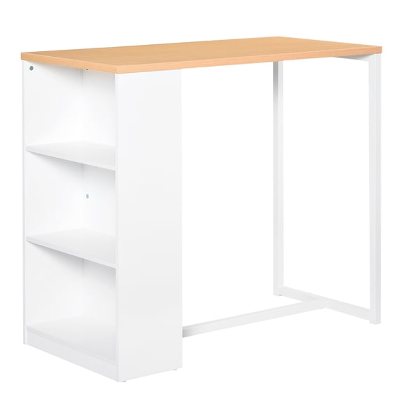 Bar Table Counter Height with Storage Shelves - Kitchen Dining Table for Home, White