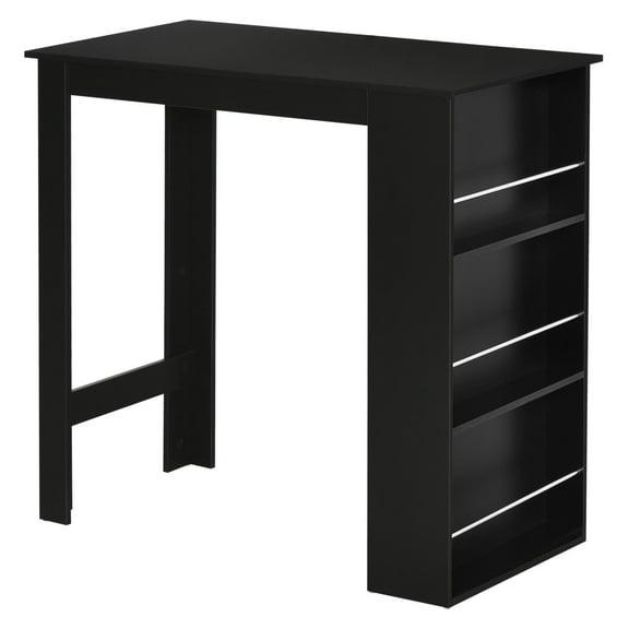 Bar Table Counter Height with Storage Shelves - Modern Kitchen Dining Table for Living Room, Black - 44''L x 22.5''W