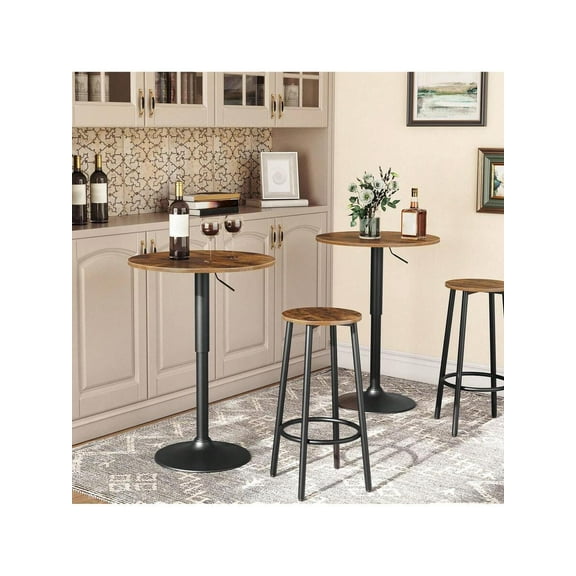 Bar Table, Height-Adjustable Round Pub Table 27-35.4 Inches With Sturdy Base, Modern Style, Easy To Assemble, Suitable For Small Space
