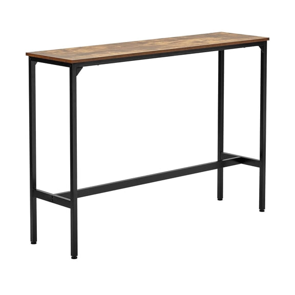 Bar Table, Metal Frame High Top Pub Table, 55x15x39 in, Rustic Brown/Black, Kitchen Dining, Cocktail Counter, Easy Assemble, Living Room, Party