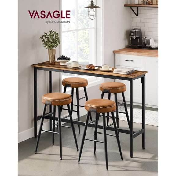 Bar Table, Narrow Long Kitchen Dining Table, Sturdy Metal Frame, Industrial, 15.7 x 55.1 x 35.4 Inches, Rustic Brown and Ink Black