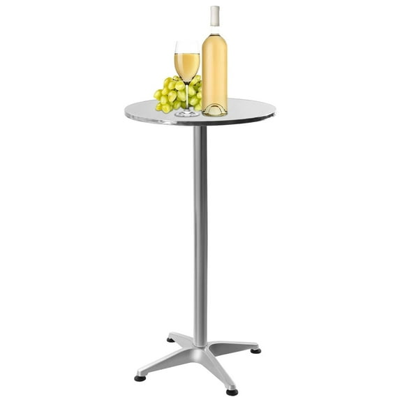 Bar Table, Round -Up Table,Pub Table,High Top Table,Indoor Outdoor Table,Bar Party -Up Table Height Adjustable for Home, Restaurants,Cafes Silver