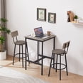 thumbnail image 1 of Bar Table Set of 2, 3 Piece Pub Table with 2 Round Stools,PU Upholstered Counter Height Dining Table and Chairs Set,Breakfast Table with Footrest for Kitchen,Living Room,Bar,Small Spaces, 1 of 8